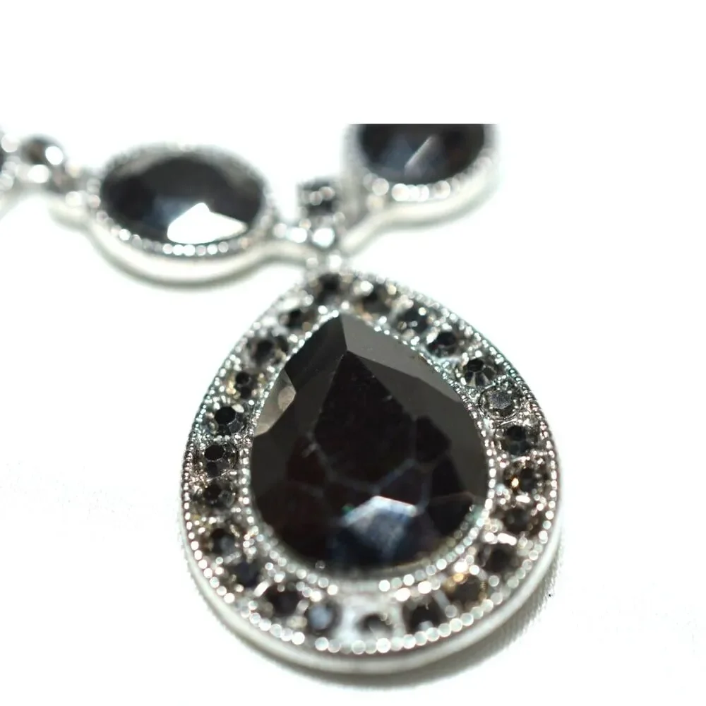 Vintage Liz Claiborne Gray Teardrop Beveled Rhinestones 15